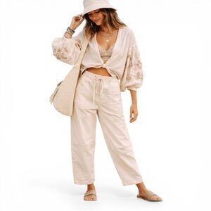 Everlane Cream Organic Cotton Barrel Pants M Minimalist Capsule Wardrobe NWT